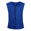 Men's Vests Costume Vest Stylish Gothic Renaissance Lace-up Vintage Steampunk Waistcoat With V-neck Sleeveless Design Solid Color