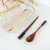 Dinnerware Sets Nature Wood Tableware Wheat Box Students Spoon Chopsticks Cutlery Set Portable Travel Kitchen Accessories