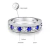 Runde Blaue Tansanit Weiß Zirkon Ringe Für Frauen Silber Ring 925 Schmuck Pflastern Einstellung Kristall Bijoux Femme Cluster232z