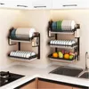 304 Stainless Steel Kitchen Dish Rack Plate Cutlery Cup Dish Drainer Drying Rack Wall Mount Kitchen Organizer Storage Holder T2003257b