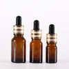NEW Coming Amber Glass Refillable Bottles Empty Pipette Essential Oil Containers Thick Dropper Bottles with New Gold Lids Awuip