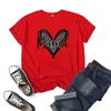 Moederdag luipaardprint Love Mom Print T-shirt met korte mouwen, ronde hals, heren- en damestop, zomervrije tijd