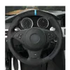 Czarny zamsz jasnoniebieski marker kierownicy do BMW E60 E63 E64 Cabrio M6 2005 2006 2007 2008 2008 2010 Akcesoria Parties255r