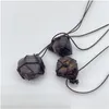 ペンダントネックレスIrregar Natural Garnet Stone Women for Women for Women Fashion Healing Energy Jewelry Drop d Dhelcで編まれた手作りロープ