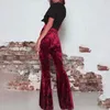 Women's Pants Capris Autumn High Waist Velvet Pants Women Wide Leg Velour Flare Pants Female Trousers Party Club Pants For Women 230719