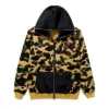 HOT a Bathing Ape 1ST FLEECE CAMO FULL ZIP HOODIE AMARELO L Nova PROMOÇÃO