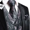 Mens Suits Blazers Hi Tie marka ipek tank üst gri siyah altın lacivert kırmızı bordo jacquard bel ceket ceket kolye hanky manşet 230720