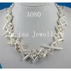 Подлинный белый цвет кросс-пресноводное жемчужное ожерелье 7-30 мм 18 '' Свадебная вечеринка моды