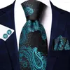 Bow Ties Paisley Striped Green Silk Tie For Men Handky Cufflink Gift Necktie Fashion Business Party Wedding Dropshiping Hi-Tie Design