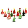 Mini Handmade Glass Christmas Tree Art Figurines Ornaments Colorful High Grade Cute Pendant Xmas Hanging Decor Charm Accessories 2206T