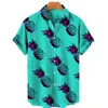 Mens Casual Shirts Hawaiian Shirt Voor Mannen Fruit Ananas 3d Print Zomer Vrije Tijd Vakantie Mode SingleBreasted Korte Man Kleding 230720