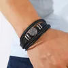 Fashion Trendy Men Leather Bracelets Fashion Allmatch Multilayer Braided Leather Bracelets Scripture Compass Devil Eye L230704