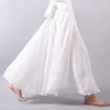 Skirts 14 Colors Linen Maxi Skirt Pleated Vintage Boho Long Casual Cotton Beach Empire ALine Ladies 230720