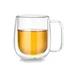 High borosilicate transparent double-layer thermal insulation glass cup Milk Coffee cup juice belt cup household breakfast cup