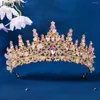 Клипы для волос Janevini Pink Blue Shiny Othestones Женщины короны Tiaras волосы