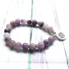 MG0984 Bracciale lilla da 8 mm per donna Bracciale con pietre preziose naturali Lotus Yoga Mala Braccialetto alla moda per la protezione dell'energia da meditazione297O