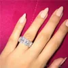 Splendido anello di promessa con fascia eterna in edizione limitata 925 anelli di fidanzamento in argento sterling 11 pezzi con diamanti ovali cz per le donne223H