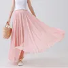 Skirts High Quality Cotton Linen Maxi Skirt Womens Casual Elastic Waist Pleated ALine Beach Boho Saia Feminina Faldas Jupe 230720