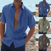 Men's Casual Shirts Male Solid Shirt Short Sleeve Turn Down Collar Button Formal Big And Tall T For Men 3xlt