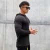 Sudaderas con capucha para hombre, suéter de punto a la moda para hombre, Sudadera con capucha para ejercicio, camisa inferior delgada, entrenamiento para correr, manga larga, deporte fino