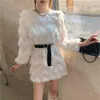 Casual Dresses Autumn Fashion Women Dress 2023 Long-sleeved Waist Slimming Ladies Temperament Furry Fringed Birthday Party Clothing