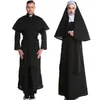 Halloween Costume Clothes for adults Christian Nun Cosplay Cloak Black Dress Cape Party Vintage Clothing Festival costume priest Cape