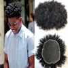 Afro Curly Men Toupee Full Lace Toupee per uomo Swiss Lace Toupee per capelli umani Sistema di sostituzione 8x10 Colore nero Capelli ricci per uomo282H