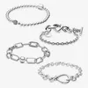 Bracciali a catena a maglie in argento sterling 925 per le donne Fit Pandora Charm Fashion Classic Beads Knot Heart T-Chain Tie braccialetto 11 Qua208b