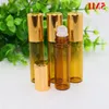 Mini frascos de vidro âmbar marrom de 5 ml com rolo de óleo essencial para perfume com bola de rolo de aço inoxidável e tampa dourada Atacado 1100 pçs/lote Pxnja