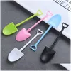 Spoons Disposable Ice Cream Spoon 100 Pcs/Lot Shovel Shaped Scoop Black White Small Thicken Scoops Plastic Dessert Cake Drop Deliver Dhz04