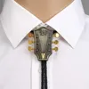 Bolo Ties Fashion Metal Guitar Head Bolo Tie per uomo Collana pendente Wedding PU Leather Rope Cravatta Colletto camicia Papillon Western Cowboy HKD230719