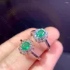 Cluster-Ringe, natürlicher Smaragd-Ring, 925er Silber, Damen, exquisit, einfach, stilvoll und niedlich