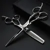 Black Professional Hairdressing scissors 6 0 inch 440c cutting shears Japanese hair salon hair styling to thinning scissors set316r