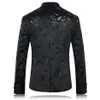 Blazer Preto Inteiro Paisley Padrão Floral Casamento Casaco Jaqueta Slim Fit Trajes Elegantes Roupas de Palco para Cantores Homens Blazer265Z