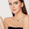 Chaînes collier vintage simple et élégant avec gouttes d'huile rouge noir Laye longs colliers pour femmes chaîne