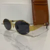 Triomphe Lady Ovale Sonnenbrille Cl40235 Damen Golddrahtrahmen Grüne Linse Metallspiegelbein Triplet-Signatur am Bügel Offizielles Original Braun