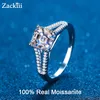 2ct gecertificeerde Asscher Cut Moissanite verlovingsringen Rhodium Plated 925 Silver Diamond Wedding Band Passage Test Ring Set Perfect276w