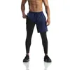 Mens Pants Sports Fitness Set Fake Two Piece Running Quick Drying Elastic Tight 230720