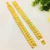 Bangle HOYON Real 24K Gold Coating Bracelet for Men Women Widen Watch Chain Bangles Pure Yellow Gold Color Chain Collares Fine Jewelry 230719