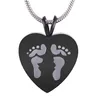 IJD8006 Pieds Gravé Coeur En Acier Inoxydable 316L Crémation Pendentif Collier Haute Cendres Polonais Souvenir Urne Collier2116