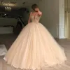 Champagne Spaghetti robe de bal Quinceanera robes Vintage paillettes perlées soirée robe de bal formelle fête Pageant Dress252Y