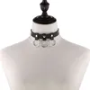 Choker Egirl White Punk Collar Necklace Pu Leather Goth Rivets Round Pendant Necklaces For Women Sexy Gothic Jewelry