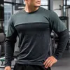 Men's Tracksuits Autumn winter spandex satin Running Shirt Long Sleeve Gym Shirt Men Sportswear Dry Fit Shirts For Bodybuilding Men Fitness Sport J230720