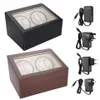 Multiple Rotation Display Boxes Electric Watch Winder For 4 Automatic Watches 6 Grids Storage Case Quiet Motor255g