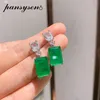 PANSYSEN Vintage réel 925 argent Sterling Paraiba Tourmaline émeraude diamant pierres précieuses balancent boucles d'oreilles femmes Fine Jewelry290p