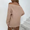 Pulls pour femmes solide une ligne cou tricot 2023 automne/hiver pull à lacets pour les femmes Chompas Para Mujer