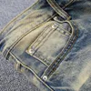 Sokotoo Jeans da uomo in denim retrò con ricami a serpente Pantaloni slim skinny con patchwork in pelle PU MX200814331p