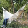 Hammock Boho 대형 브라질 마크라메 프린지 2 사람 더블 디럭스 해먹 스윙 그물 의자 실내 매달려있는 의자 해먹 스윙 Y20280C