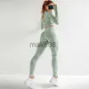 Women's Tracksuits Yoga Sets Women Gym Clothes 2 Piece Set Fitness Leggings Long Sleeve Shirts Sport Wear For Woman Camouflage Sportswear Suits J230720