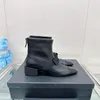 Designerskie kobiety buty zimowe śnieg oryginalne skórzane buty kostki z gęstymi obcasami z łukami